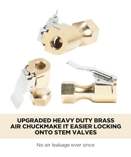 MACHSWON 2 Pcs Air Chuck NPT Female Closed Flow Straight Lock On Tire Chuck with Clip Fits Most Inflator Gauge Compressor Air Hose Air Inflators - Image 4