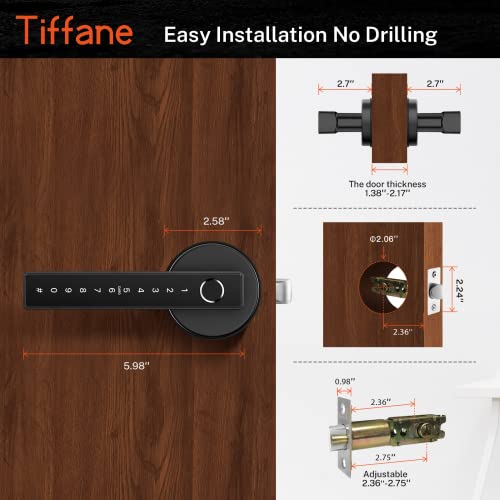 Fingerprint Door Lock, Keyless Entry Door Lock With Keypad, Smart Door Lock For Front Door, Biometric Door Lock, Smart Door Handle Door Knob, 5-In-1 Access Ways Digital Electronic Door Lock By Tiffane #TOP7
