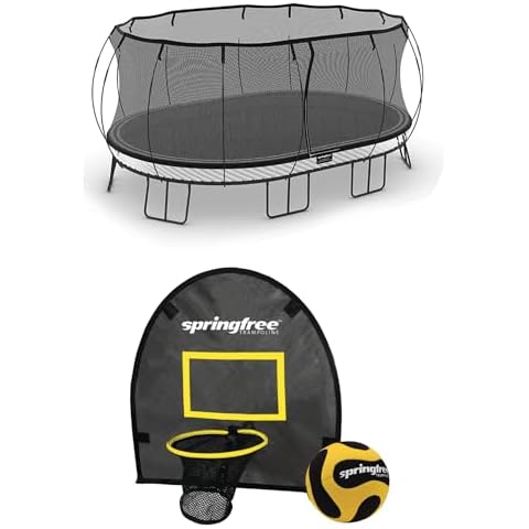 Springfree Trampoline 12 ft x 19 ft Jumbo Oval + FlexrStep V2 Bundle – Springless Fun with Adjustable and Lock Restrict Ladder Attachment Accessories Cover