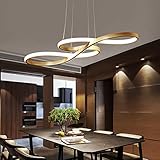 Modern LED Acrylic Chandelier Dining Room Dimmable 3000K~6500K Remote Control Pendant Lights Color/Brightness Adjustable Half Flush Mount Ceiling Hanging Lamp Fixture for Bedroom Livingroom Lighting