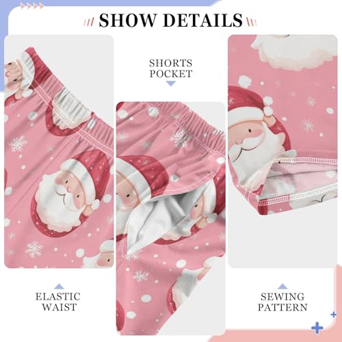 Pink Santa Claus Boys Pants Boys Athletic Pants Long Pant for Boywith Pockets Wide-Leg Size 6-14Y4