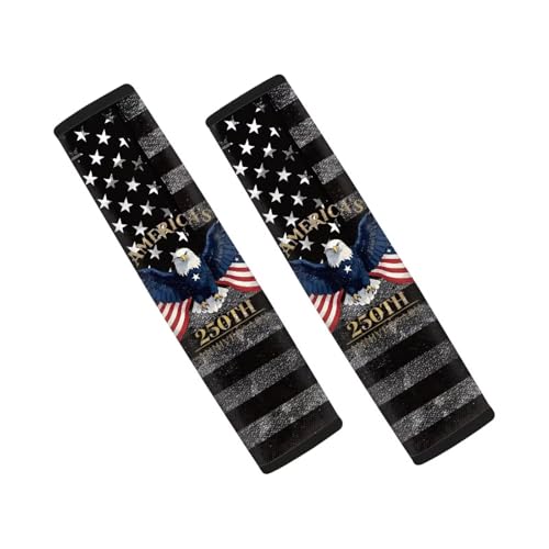 Image of AFPANQZ 2 Pack Car Seat Belt Covers for Adults Safety Seatbelt Pad Cushion Eagle 250 Years Universal for Most Car Laptop Backpack Luggage Bag Straps Pads