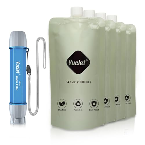 Yuclet Squeeze Water Filtration System with 34-Oz Pouches &amp; Filter Straw
