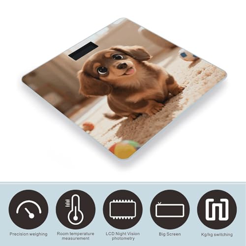 Báscula digital para baño con diseño Dachshund colorido miniatura 3