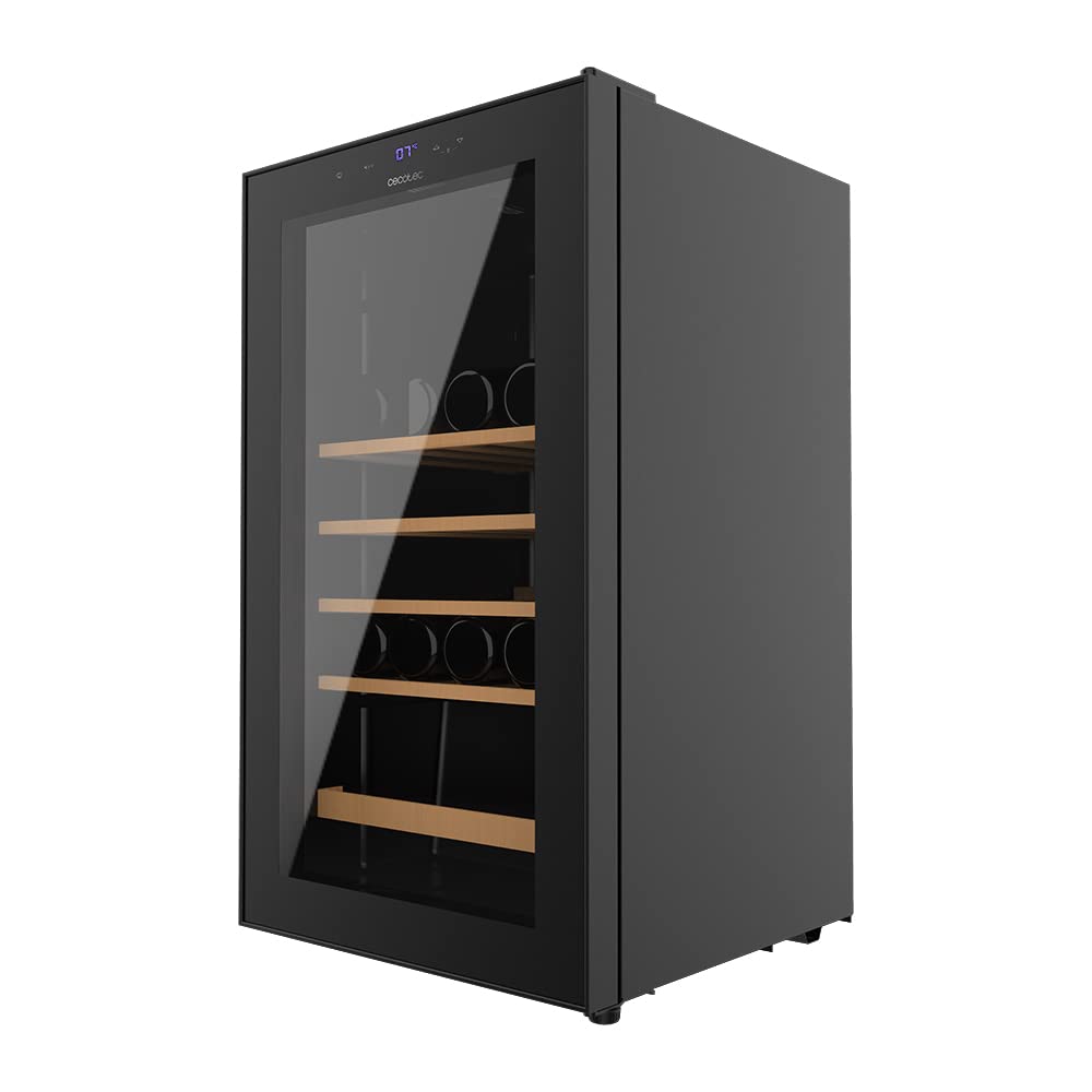 Cecotec Vinoteca 36 Botellas Bolero GrandSommelier 36000 Black. 95 Litros, Temperatura Regulable, Sistema Compresor de Enfriamiento, Panel de Control Táctil, Silenciosa, Luz LED interior