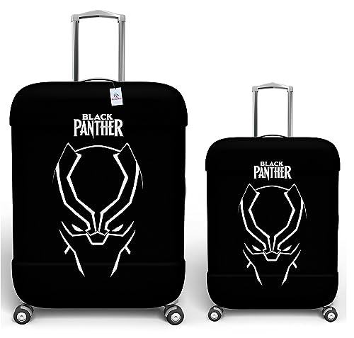 Image of Heart Home Marvel Black Panther Luggage Cover | Polyester Travel Suitcase Cover | Washable | Stretchable Suitcase Cover | 18-22 Inch-Small | 26-30 Inch-Large | Pack of 2 | Black