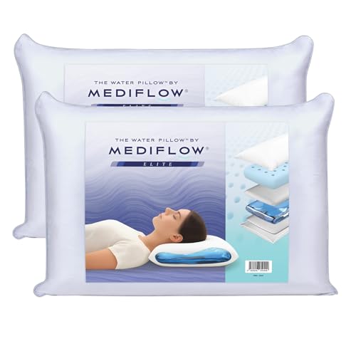 Mediflow Elite Collection Wasserkissen - Kühlender Gel-Memory-Foam, orthopädisch, verstellbar zur Linderung von Nackenschmerzen (50 x 70 cm,...