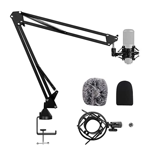 Weymic® Universal Microphone Suspension Boom Scissor Arm Stand with Holder for Broadcast Studio Fit for All Kinds of Studio Microphone,more Stronger Structure,Max Load Capacity Up to 2.6 pounds