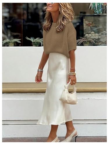 Image of GORGLITTER Women's Puff Short Sleeve Crop Cropped Sweaters Top Cute Outfits | Old Money Outfits Women, Date Night Outfit for Women, Going Out Tops Trendy, Knit Tops Sweater