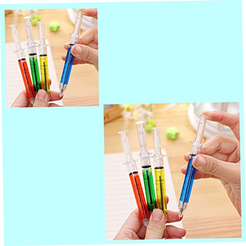 Syringe Ballpoint Pen 4 Color Ink Blue Bulk Novelty Blood Fun Gift Jotter Ballpoint Pen With 4 Colours Retractable Ballpoint Pens Novelty Blood Syringe Ballpoint Pen Injection Pens For Nurse Costumes #TOP5