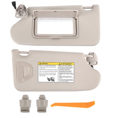 Sun Visor Pair Compatible with 2013-2018 Nissan Altima (Driver & Passenger Side) Sunvisor Replacement with Clips & Manual - (Color Beige)