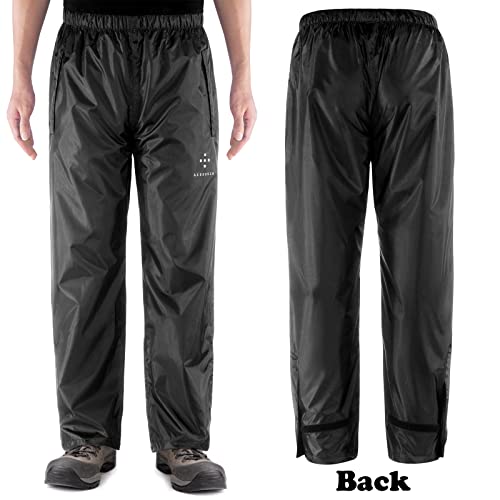 Rain Pants Men, Mens Waterproof Rain Pants With Pockets Lightweight Packable Windproof Outdoor Hiking Black Xl #TOP3