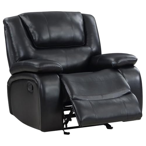 Sillón reclinable manual Negro cuero sintético miniatura 4