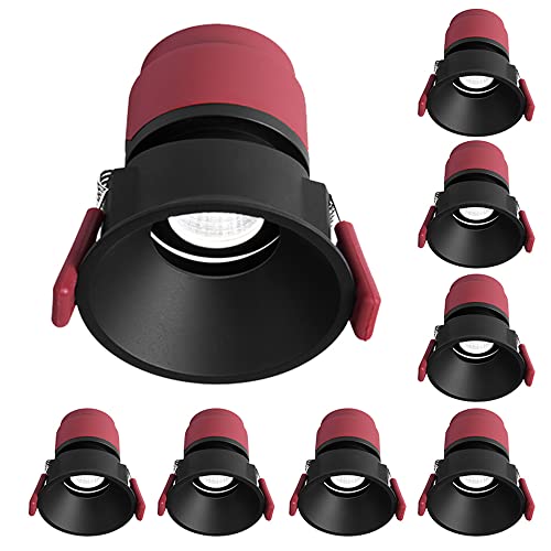 Foco empotrable de 8 Piezas de 2,5 Pulgadas, 5 W, 7 W y 10 W, con Deflector Negro, CRI90+