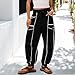 Sinzelimin Women’s Wide Leg Pants Fashion Y2K Baggy Comfy Elastic Waist Jogger Sweatpants Track Parachute Trouser Streetwear Black X-Large