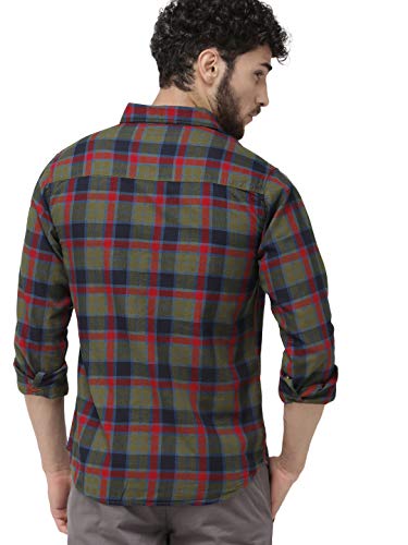 Image of The Indian Garage Co Red Slim Fit Checked Shirts