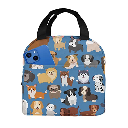 Zoczos Cute Dog Insulated Lunch Box Puppy Set Cartoon Doggy Domestic Mammal Shepherd Reusable Zipper Cooler Tote Bag For Work Picnic Camping #TOP1