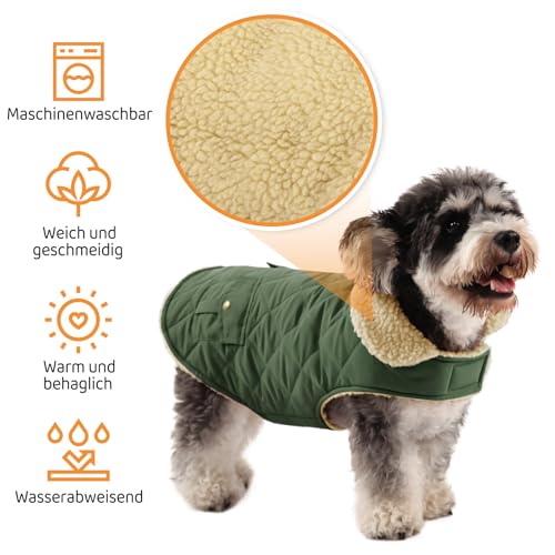 Queenmore Hundemantel Für Kleine Hunde Warme Wintermantel Hund Fleece Hundejacke Wasserdicht Quilten Hundebekleidung Winter Hundepullover Für Dackel Chihuahua Pudel Bulldogge Beagle, Grün, XS