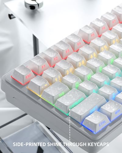Image of XVX White Shine Through Keyboard Keycaps, Forged Carbon Texture Cherry Profile Keycap Set, Side Printed Keycaps Compatibility with ANSI Layout MX Switches Mechanical Keyboard