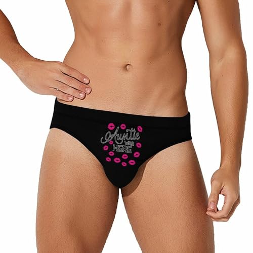 Auntie was Here Mens Swim Briefs Bikini Sexy Low Rise Trunks Swimsuit Bathing Suit Beach