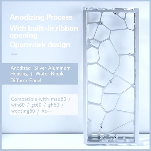 Carcasa para teclado mecánico JSJT Hollow60 V3, carcasa de aluminio GH60 para teclado DIY del 60 %, compatible con Wooting60HE/HM66/Mad60/M6lite+/DZ60/M6Pro+/Win60 (plateado anodizado) miniatura 2