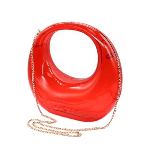 Image of Acrylic Evening Clutch Purse Top-handle Moon Hobo Bag, Elegant Marble Handbag for Wedding Cocktail Party