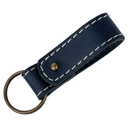 Leather Keychain for Belt keeper loop Leather Keychain with Metal Keyring Detachable Key Rings for Keys