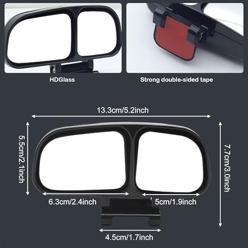 Image of Blind Spot Mirror Adjustable 360 Degree Car Side Mirror, HD Glass Rear View Exterior Accessories Frame Thickness Less than 5MM for Car SUV (dual mirror left)