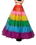 Honeystore Women's Wedding Underskirt Long Ballet Tutu Skirt Full Petticoat Slip Rainbow L