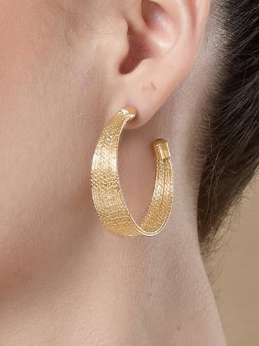 Image of Bohey by KARATCART Gold-Toned Classic Half Hoop Earrings for Women