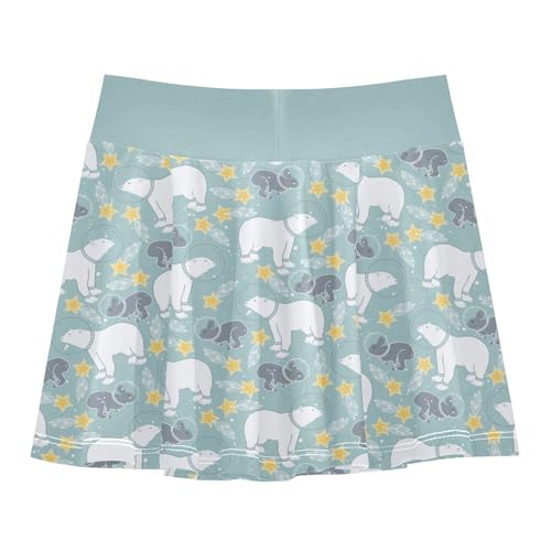 Girls Skorts High Waist Athletic Skirts with Shorts Rabbit Polar Bear Stretchy Teens Performance Tennis3