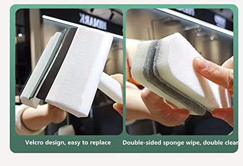 Image of Two-in-One Bathroom Cleaning Tool, Mirror, Toilet, Bathtub, Glass Door and Window Cleaning Supplies, 6pcs (1 Brush and 5 Replaceable Double-Sided Sponges) (Grey)