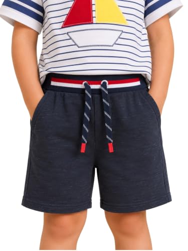 Image of Pilolo Kids Soft Cotton Terry Lycra Adjustable Drawstring Pocket Shorts for Boys
