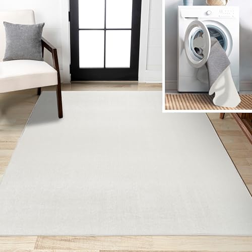 Tapete para interiores crema 4 x 6 ft lavable a máquina
