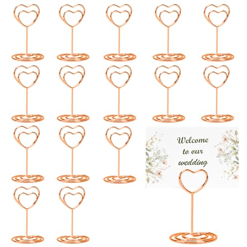 PCJCYGGL Tischkartenhalter Kartenhalter Metall Fotohalter 15 Stück Hochzeit Tischnummernhalter Menükartenhalter Postkartenhalter für Hochzeiten Geburtstags Party