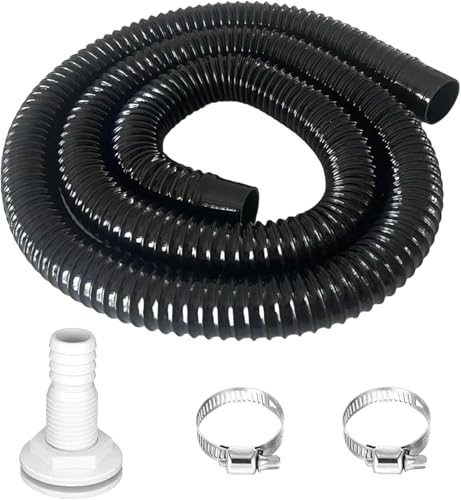 1-1/8inch Bilge Pump Hose Kit Bilge Pump Installation Kit 7 Ft of Kink-Free Flexible EVA Hose Includes 2 Hose Clamps and Thru-Hull Fittings