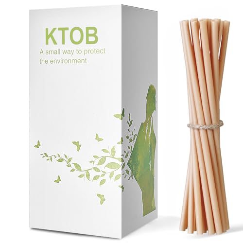 KTOB 200 Count Compostable Sugarcane Straws - 100% Plant-Based Disposable Drinking Straws for Hot & Cold Beverages