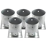 Suinga Base para Poste 10 cm Zincada Acero | Pack 5 Soportes para Postes de Madera Redondos para Anclaje en Suelo | Escuadras Metalicas de Altura 15 cm para Fijacion de Vallas, Vigas Madera