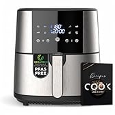 MasterPRO ROCKET 600 - Friggitrice ad aria calda 6L SENZA PFAS 1800W 6L con rivestimento ceramico CERATECH - Touch Screen LED - Termostato 80-200°C Cestello rimovibile - Involucro acciaio inossidabile