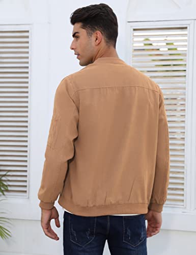 TURETRENDY Men's Suede Bomber Varsity Leather Jackets Lightweight Softshell Flight Full Zip Casual Coat4