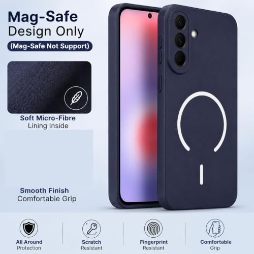 Image of SBMS Silicone Back Cover Case for Samsung Galaxy A57 5G | Soft Micro-Fibre Lining Inside | Magsafe Print On Back Side Camera Protection Bump | Shockproof Case Samsung Galaxy A57 5G (Blue)
