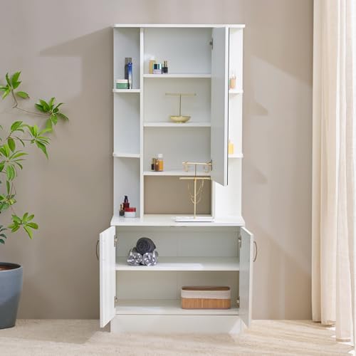 Image of Home Centre | Helios - Alton | Engineered Wood | Dresser Mirrors | White | 1 Year Warranty
