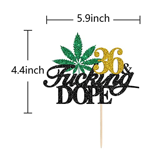 36 & Fucking Dope Birthday Cake Topper, Golden Glitter Marijuana Decor, 420 Birthday, Adult Cannabis/Anniversary Party Supplies for Men or Women 2 36 & Fucking Dope Birthday Cake Topper, Golden Glitter Marijuana Decor, 420 Birthday, Adult Cannabis/Anniversary Party Supplies for Men or Women - Image 3