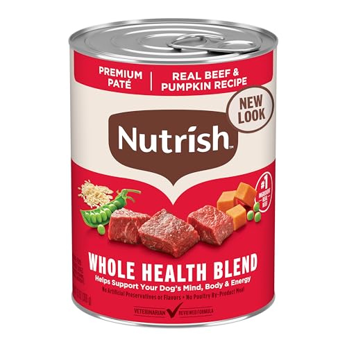 Nutrish Real Beef & Pumpkin Recipe Whole Health Blend Premium Paté Wet Dog Food, 13 oz. Can, Packaging May Vary (Rachael Ray) - image 1