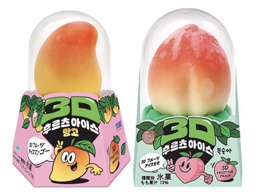 SNSで話題!世界各国でバズった 3Dフルーツアイス マンゴー モモ 各1種 2個セット 3Dアイス アイス シャー...