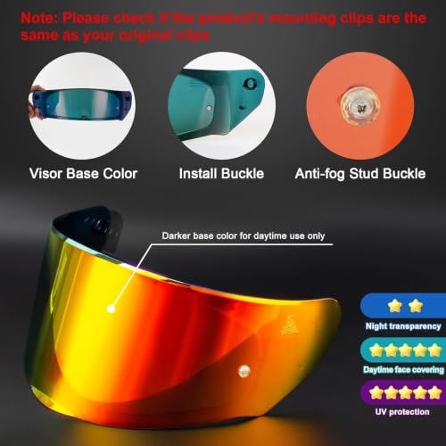 Image of PSLER Assault Rapid Stream Outer Helmet Visor - Motorcycle Helmet Face Shield Accessories Replacement for Assault Rapid Stream Outer FF320 FF353 FF328 FF800,Deep Red