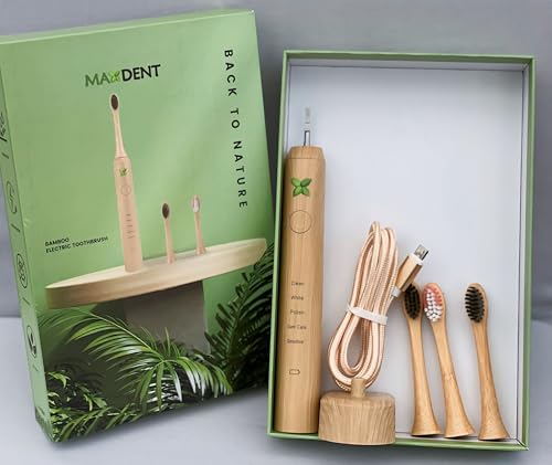 Maxdent Spazzolino elettrico in bambù, Back to Nature, 3 testine