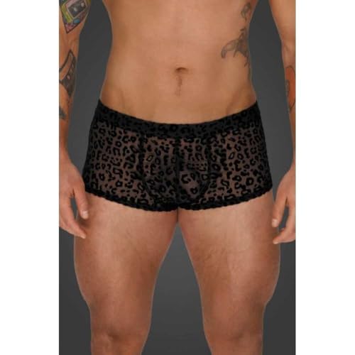 Noir Leopard Flock Shorts Sheer Black - 2