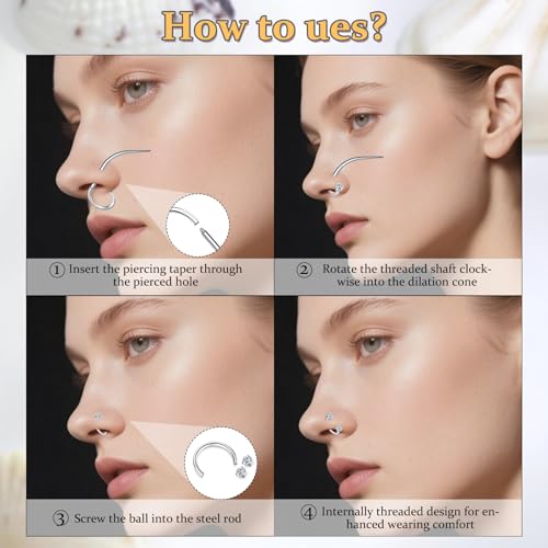 MODRSA Silver Gold Horseshoe Nose Ring 20g 18g Double Gem Horse Shoe Nose Ring Hoop for Women Surgical Steel U Shaped Half Tragus Earring Hoops Helix Piercing Jewelry Septum Rings 20 gauge Nose Stud3