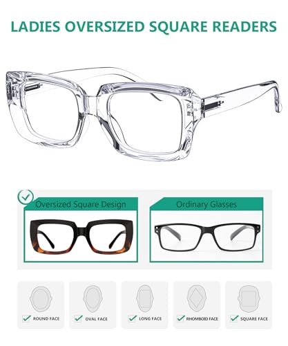 Image of Eyekepper 4 Pack Ladies Reading Glasses - Stylish Oversized Square Readers for Women +1.25